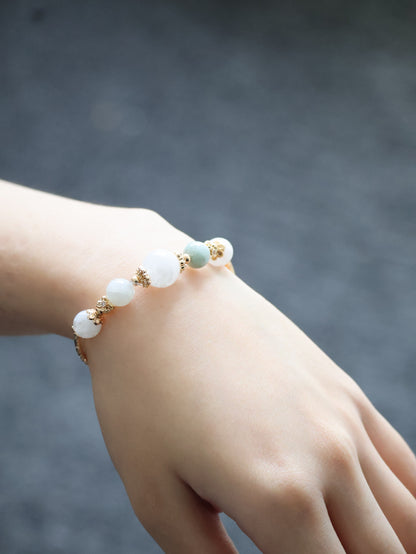 *Instocks* Orianna Bangles Series: 8mm Green Jadeite, White Phantom Quartz