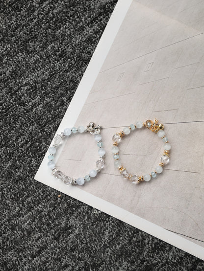 *Instocks* 8mm Crystelle: Blue Topaz Faceted Rondelle, Faceted Clear Quartz, Cat’s Eye (Elastic)