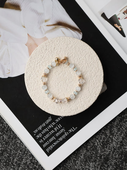 *Instocks* 8mm Crystelle: Blue Topaz Faceted Rondelle, Faceted Clear Quartz, Cat’s Eye (Elastic)