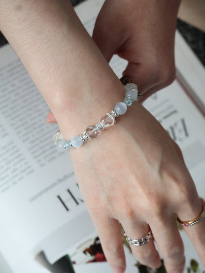 *Instocks* 8mm Crystelle: Blue Topaz Faceted Rondelle, Faceted Clear Quartz, Cat’s Eye (Elastic)