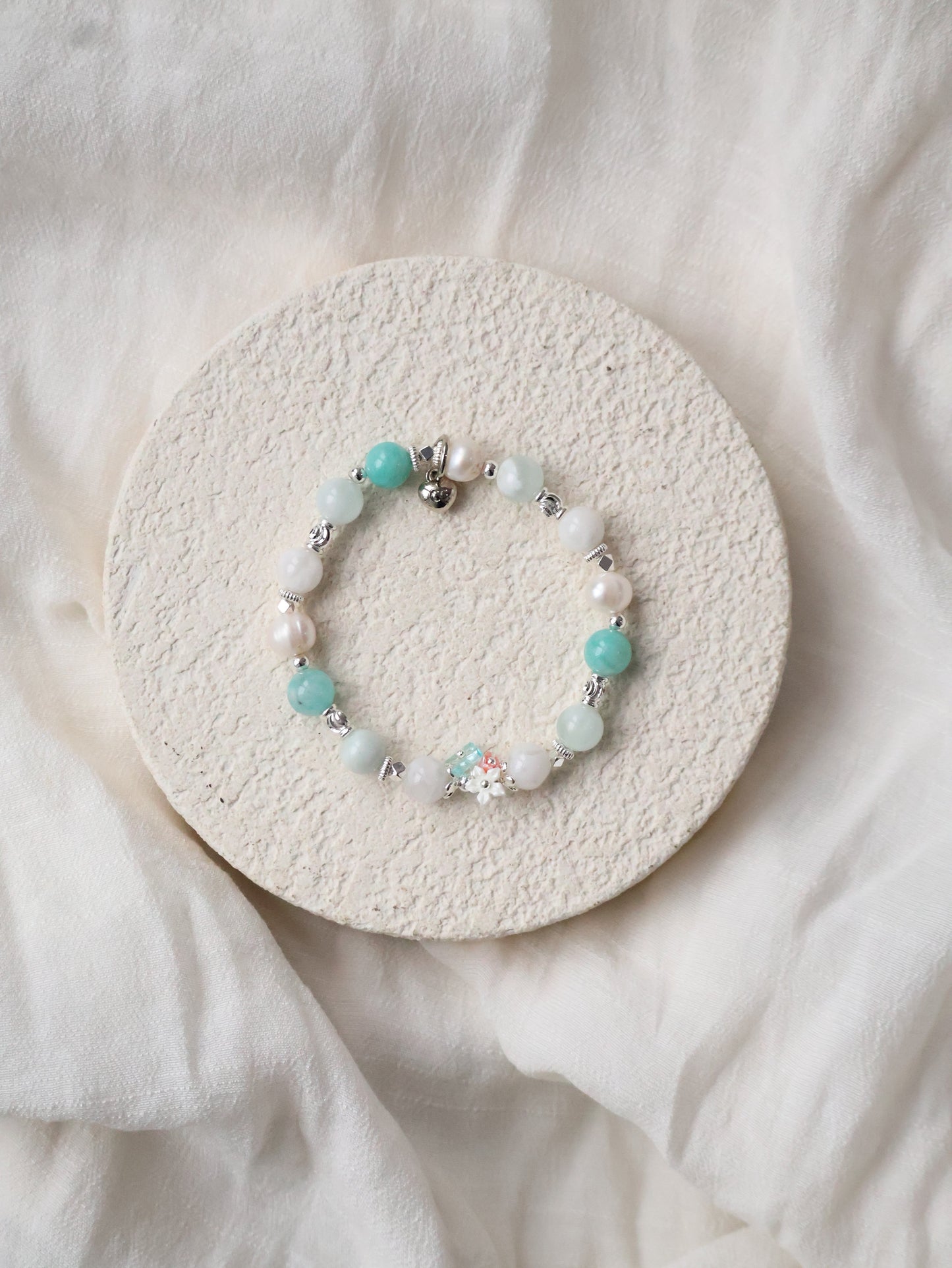 *Instocks* 8mm Freina : Amazonite, Fresh Water Pearl, Aquamarine, Snow Garden Rose Quartz