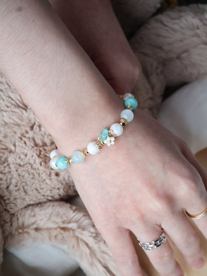 *Instocks* 8mm Freina : Amazonite, Fresh Water Pearl, Aquamarine, Snow Garden Rose Quartz