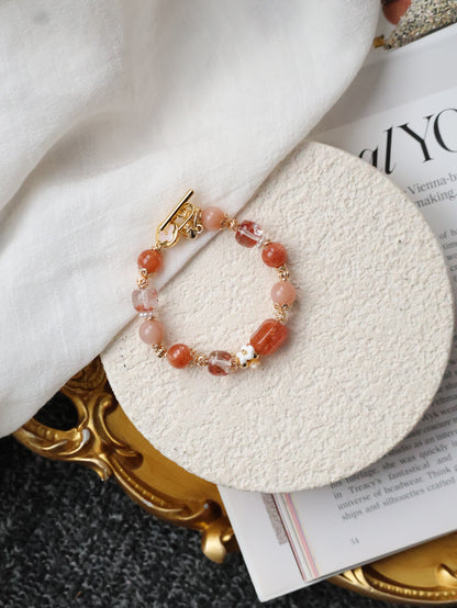 *Instocks* Apricot: 8mm Sunstone, Fire Quartz, Peach Moonstone