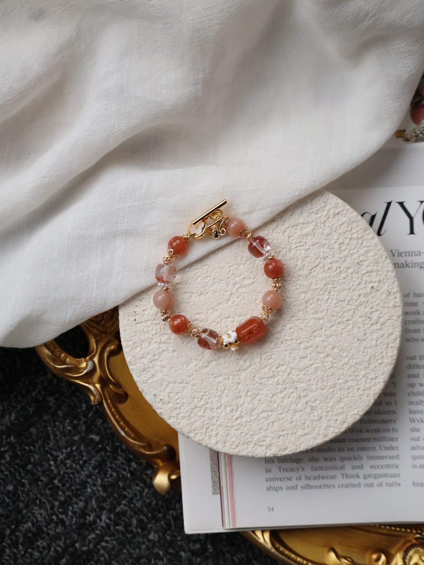 *Instocks* Apricot: 8mm Sunstone, Fire Quartz, Peach Moonstone