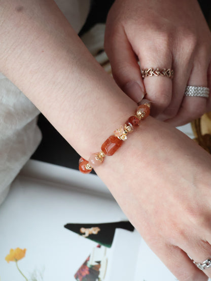 *Instocks* Apricot: 8mm Sunstone, Fire Quartz, Peach Moonstone