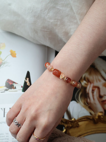 *Instocks* Apricot: 8mm Sunstone, Fire Quartz, Peach Moonstone