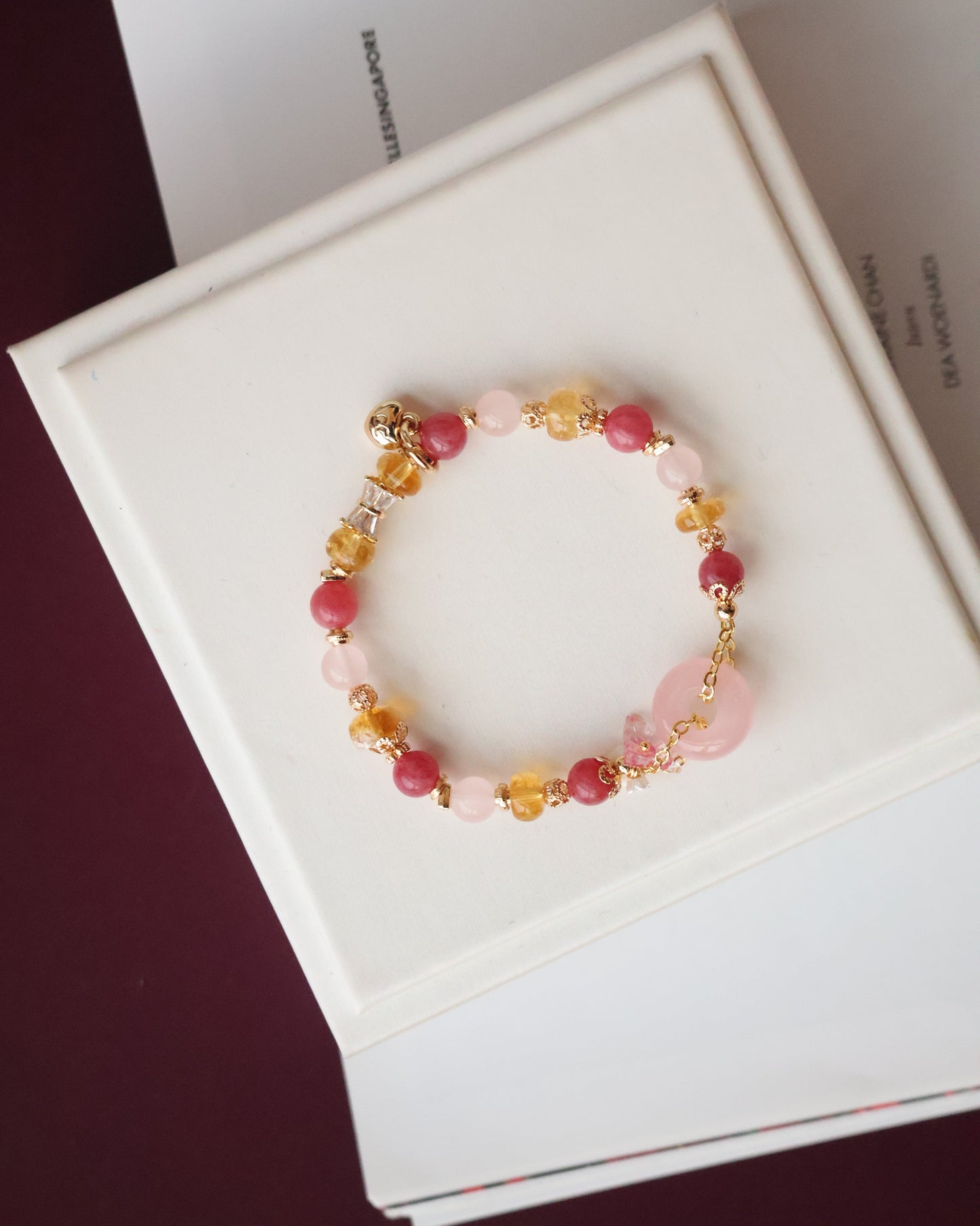 *Instocks*  Everfae 平安扣 Ping An Kou Series - 6mm Citrine, Rhodonite, Rose Quartz Gold