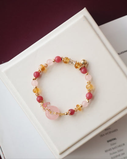 *Instocks*  Everfae 平安扣 Ping An Kou Series - 6mm Citrine, Rhodonite, Rose Quartz Gold