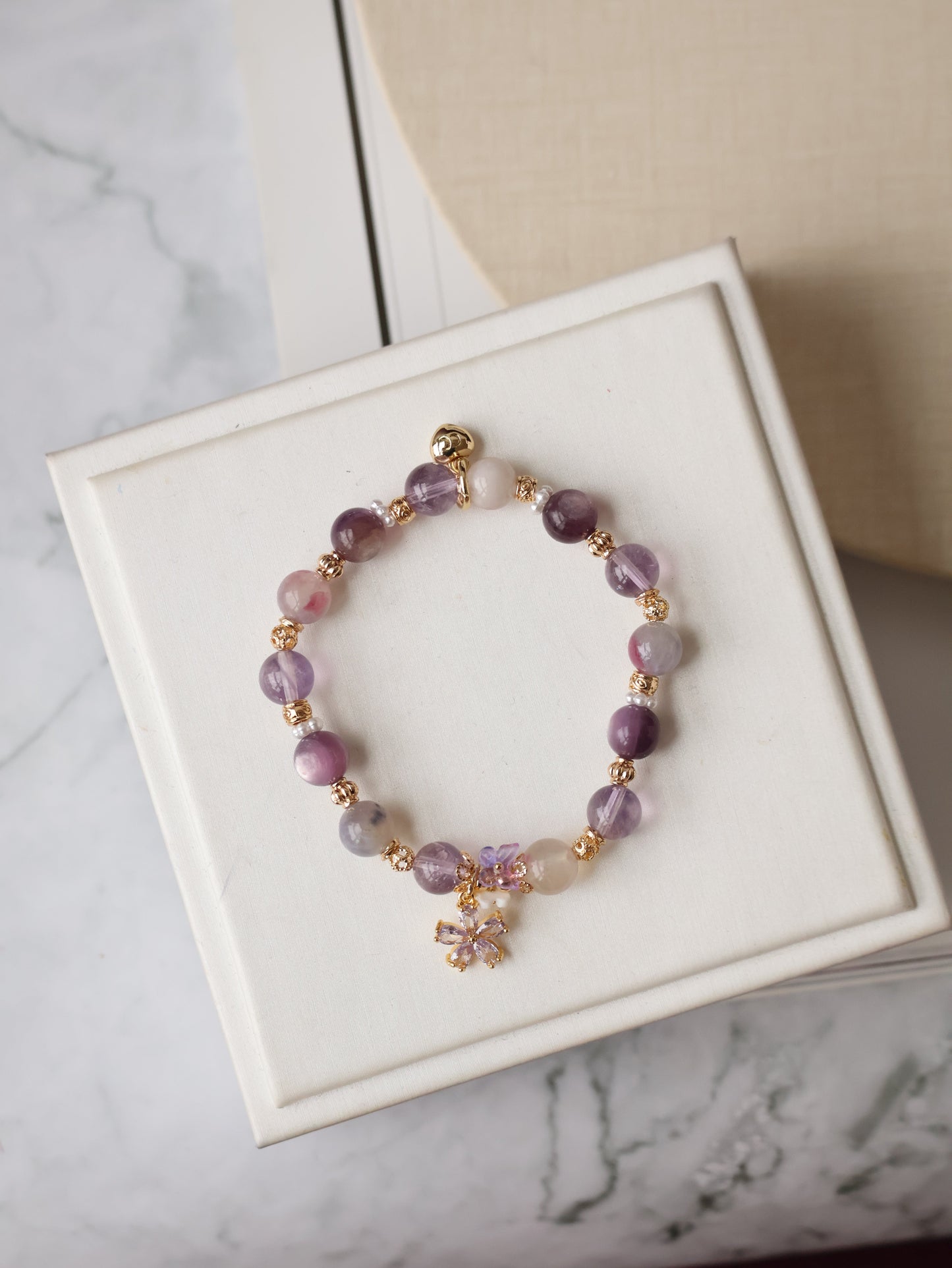 *Instocks* Twilight Sparkle - 8mm Amethyst, Unicorn Stone, Lepidolite (Elastic)