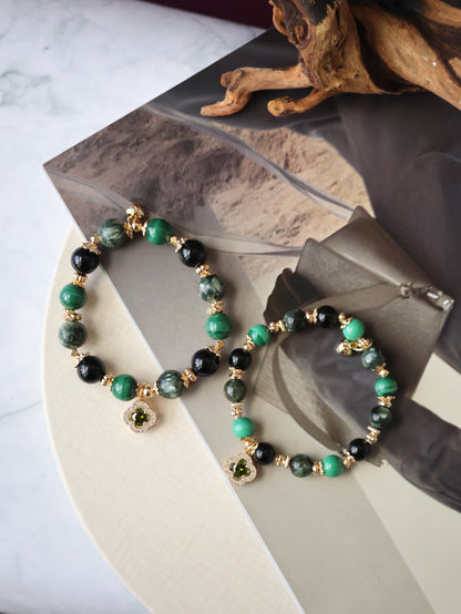 *Instocks* 8mm/10mm Cordelia Twin: Malachite, Seraphinite, Black Tourmalline