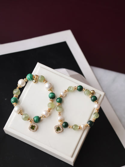 *Instocks* 8mm/10mm Cordelia Twin: Malachite, Green Emerald Mica, Freshwater Pearl (Elastic)