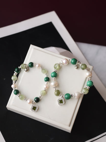 *Instocks* 8mm/10mm Cordelia Twin: Malachite, Green Emerald Mica, Freshwater Pearl (Elastic)