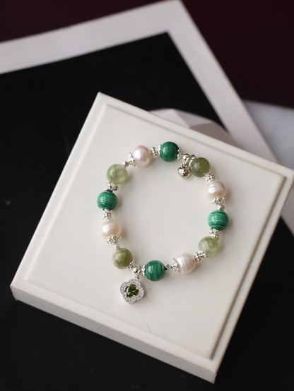 *Instocks* 8mm/10mm Cordelia Twin: Malachite, Green Emerald Mica, Freshwater Pearl (Elastic)