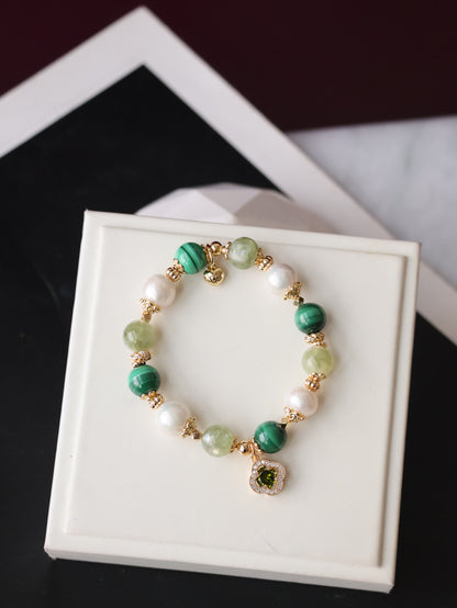 *Instocks* 8mm/10mm Cordelia Twin: Malachite, Green Emerald Mica, Freshwater Pearl (Elastic)