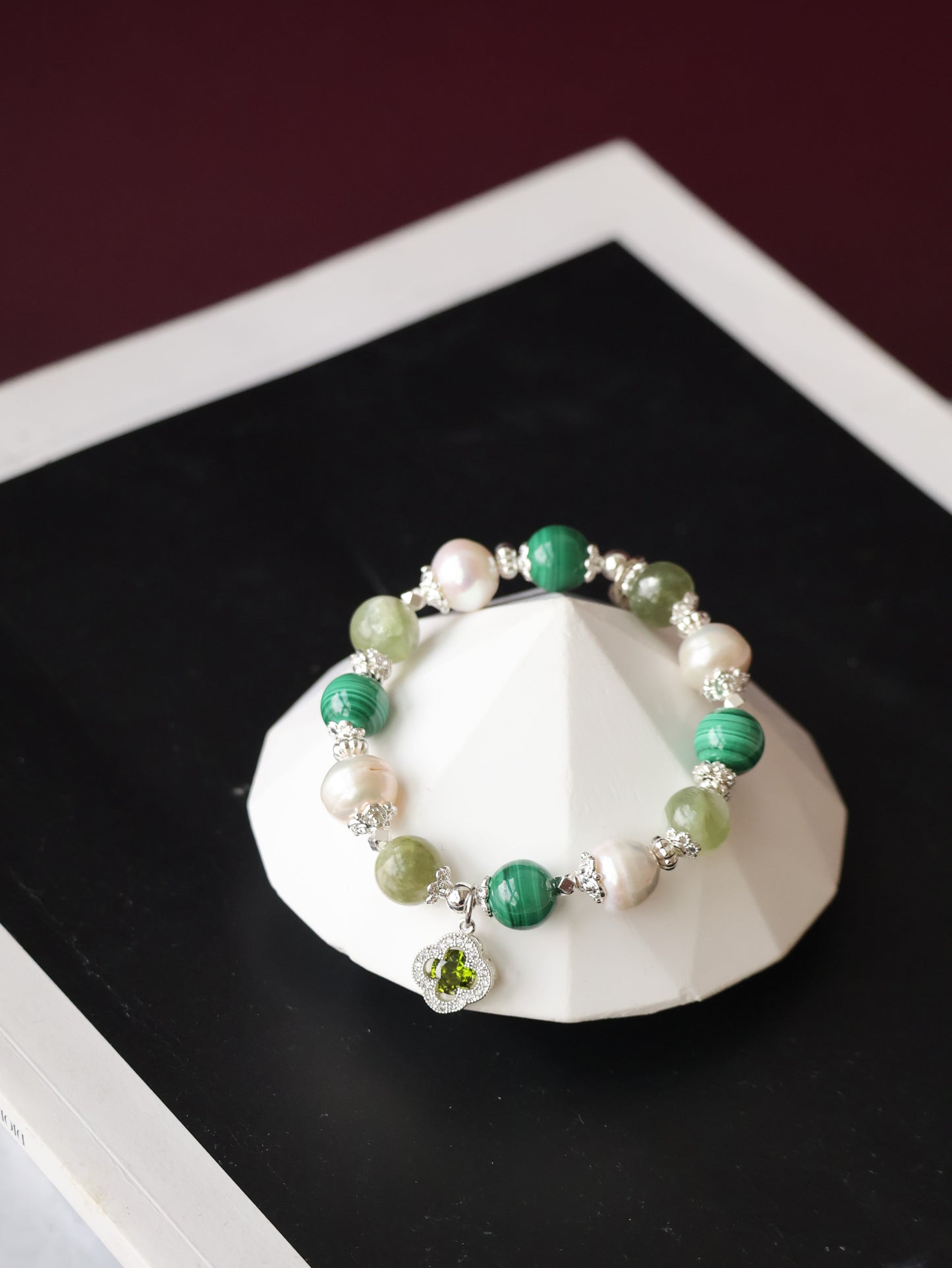 *Instocks* 8mm/10mm Cordelia Twin: Malachite, Green Emerald Mica, Freshwater Pearl (Elastic)