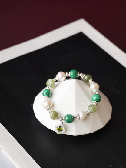 *Instocks* 8mm/10mm Cordelia Twin: Malachite, Green Emerald Mica, Freshwater Pearl (Elastic)