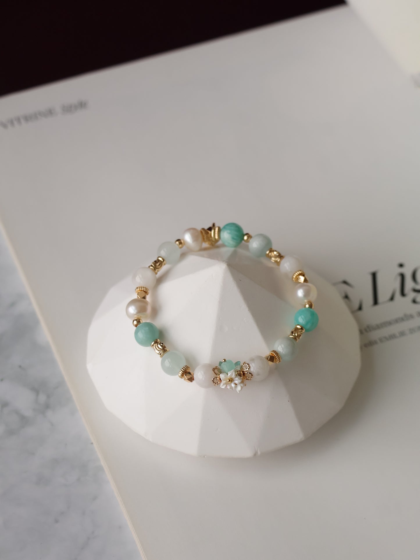 *Instocks* 8mm Freina : Amazonite, Fresh Water Pearl, Aquamarine, Snow Garden Rose Quartz