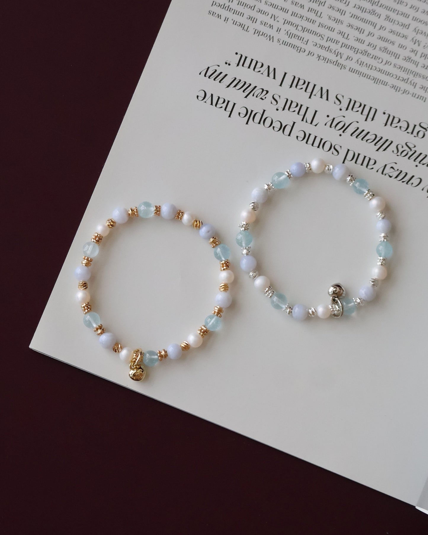 Blue Lace Agate, Blue Topaz & Freshwater Pearl Crystal Bracelet — Aeris | 6mm (Elastic)