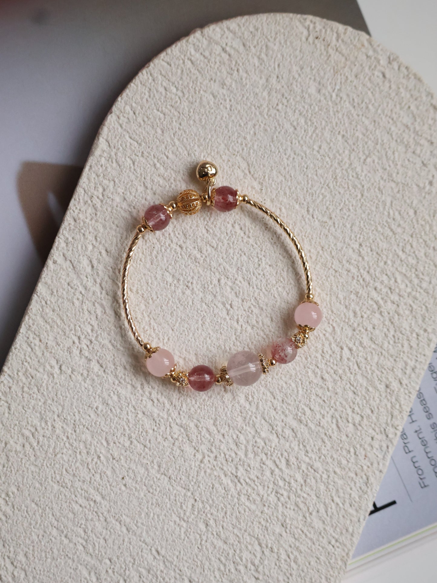 *Instocks* Orianna Bangles Series: 8mm Strawberry Quartz, Rose Quartz
