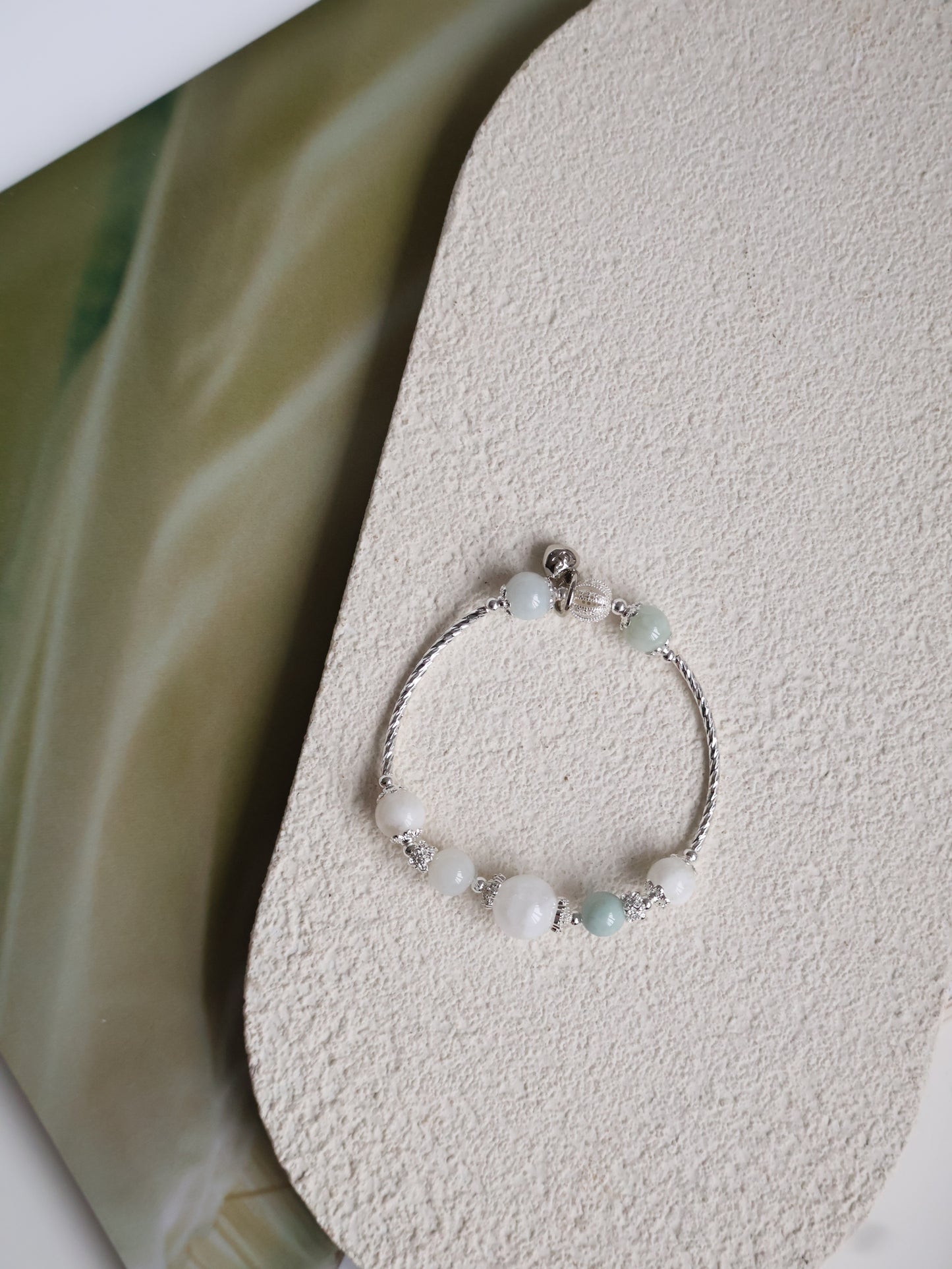 *Instocks* Orianna Bangles Series: 8mm Green Jadeite, White Phantom Quartz