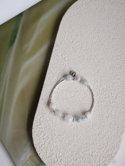 *Instocks* Orianna Bangles Series: 8mm Green Jadeite, White Phantom Quartz