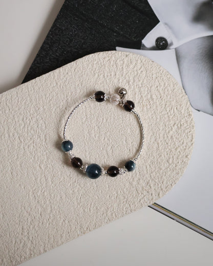 *Instocks* Orianna Bangles Series: 8mm Smokey Quartz and Devil's Eye Aquamarine