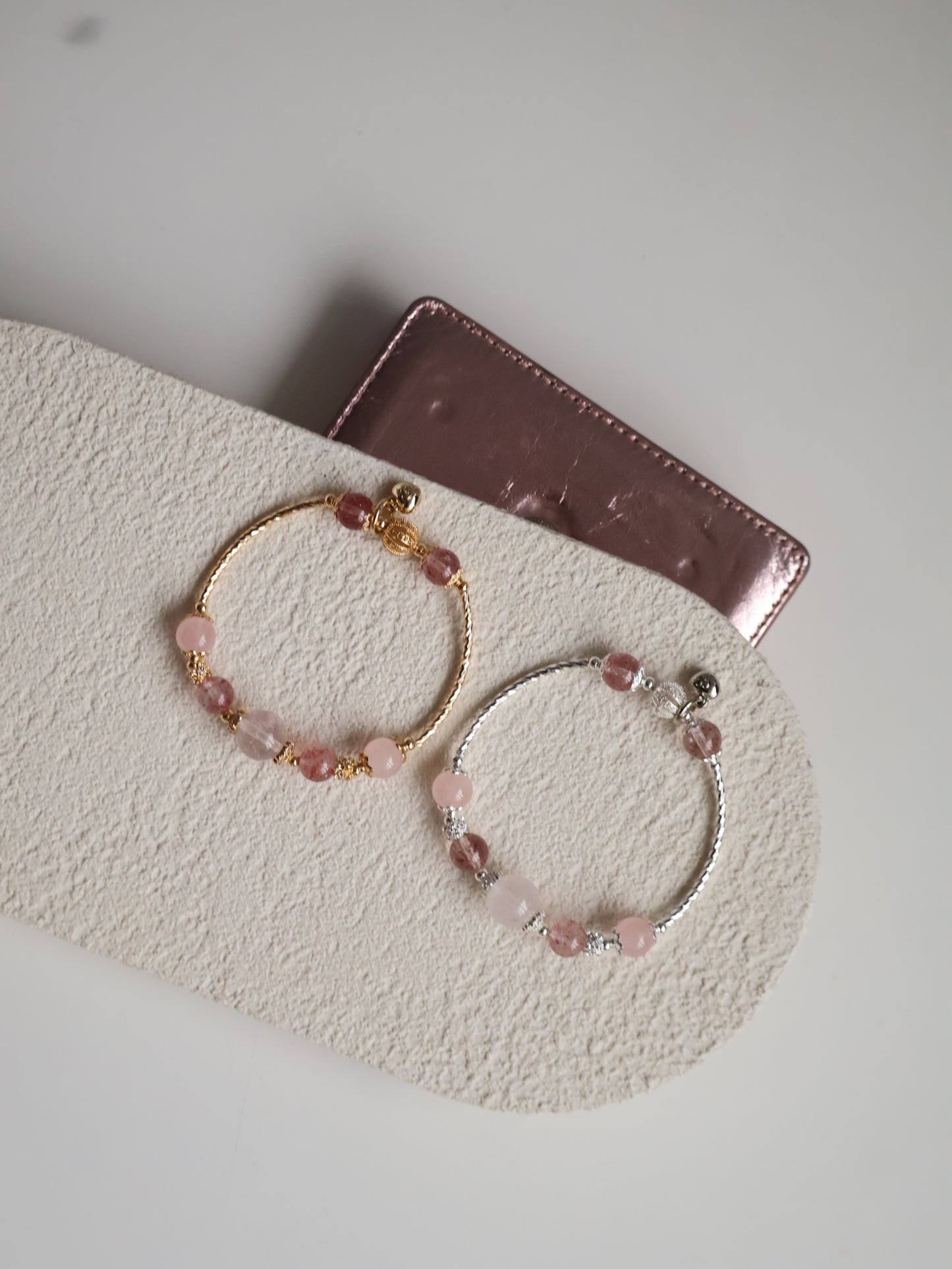 *Instocks* Orianna Bangles Series: 8mm Strawberry Quartz, Rose Quartz