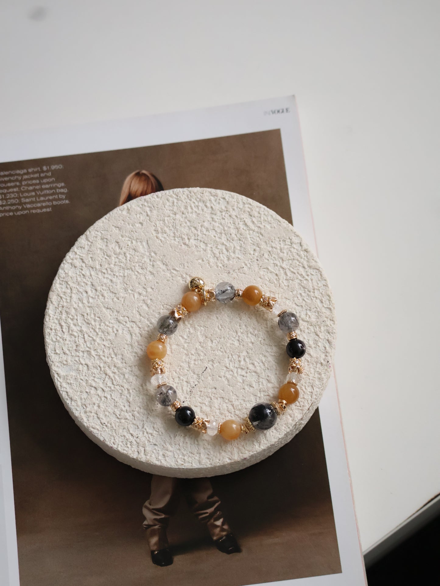 *Instocks* 8mm Miel Husky Hypersthene, Clear Quartz, Andesine Labradorite, Herkimer Diamond