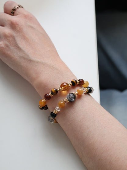 *Instocks* 8mm Miel Honey Andesie Labradorite, Tiger's Eye, Citrine, Black Gold Super 7