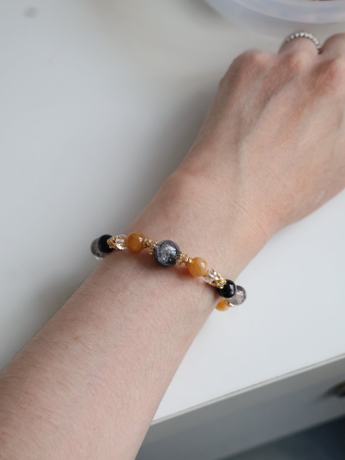 *Instocks* 8mm Miel Husky Hypersthene, Clear Quartz, Andesine Labradorite, Herkimer Diamond