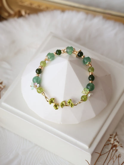 *Instocks* Midorin - 8mm Green Strawberry Quartz, Peridot, Diopside (Elastic)