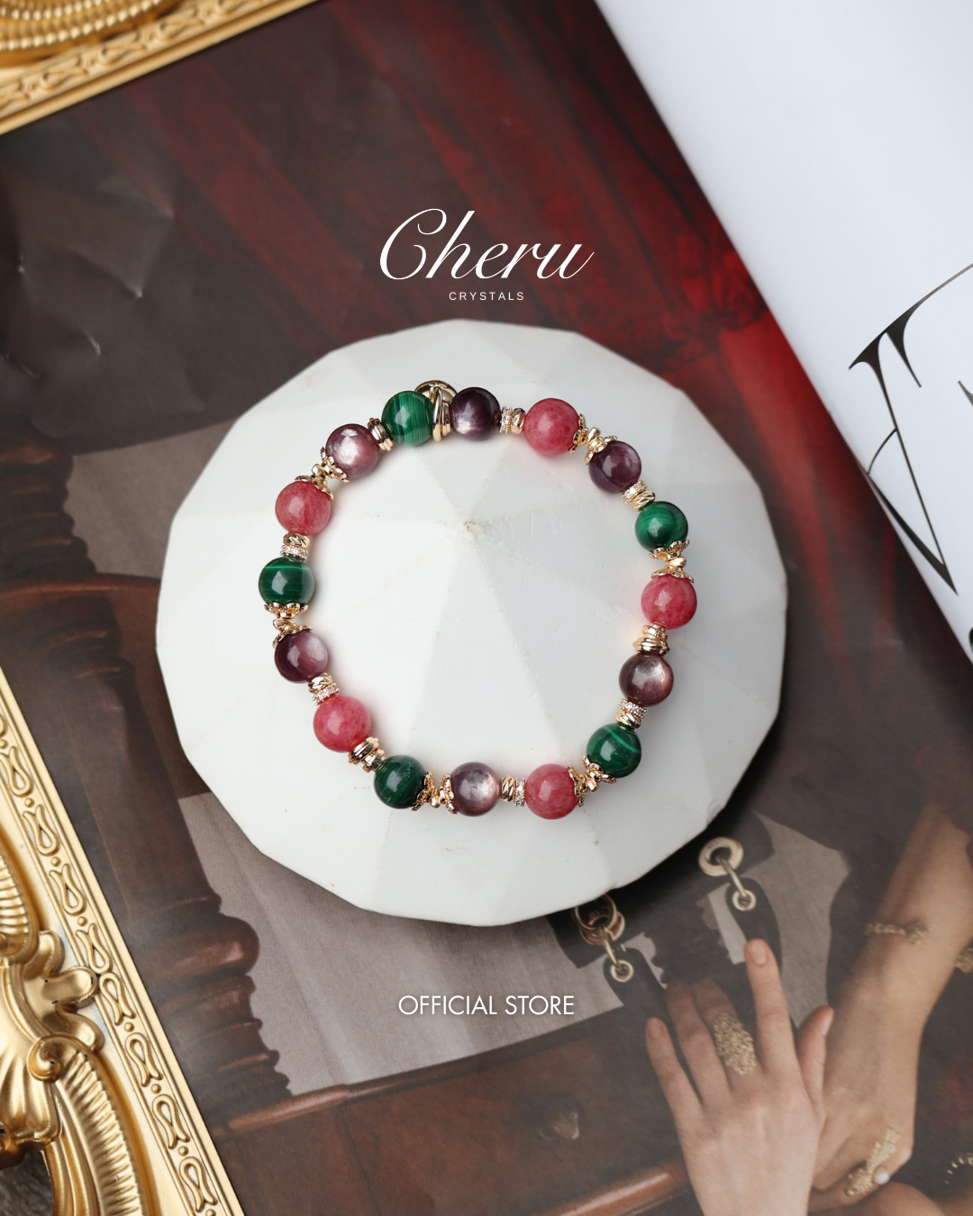 Malachite, Rhodonite, Lepidolite — Scorpio Horoscope Series | 8mm (Elastic)