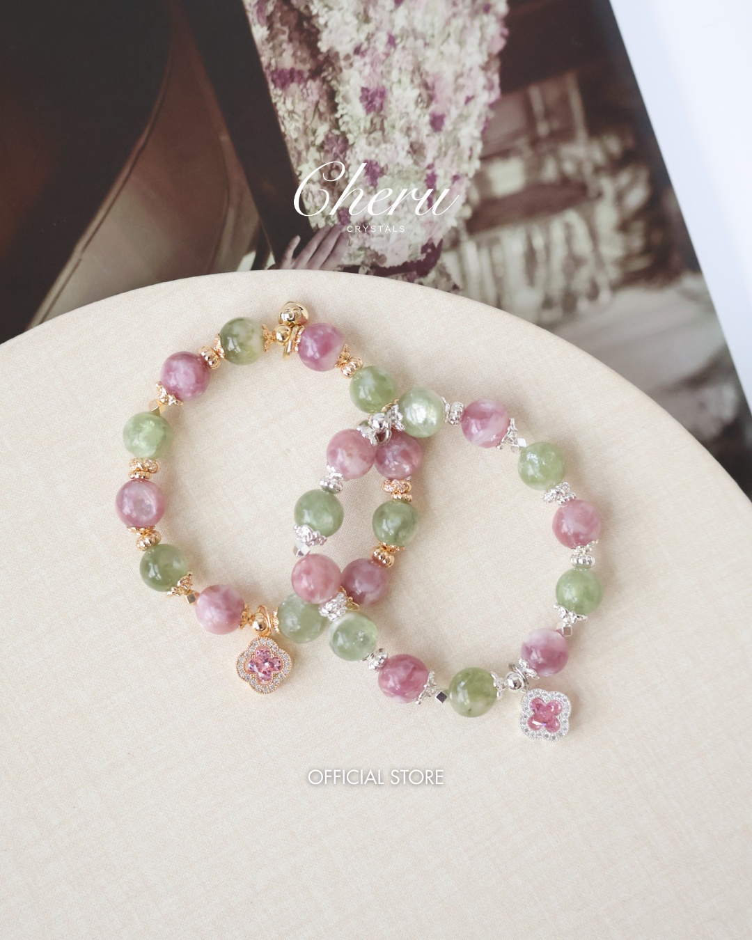 *Instocks* 8mm + 10mm Cordelia Twin: Pink Purple Emerald Mica & Green Emerald Mica