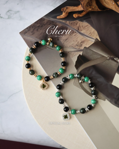 *Instocks* 8mm/10mm Cordelia Twin: Malachite, Seraphinite, Black Tourmalline