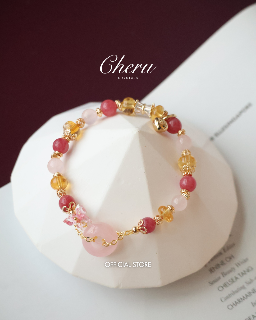 *Instocks*  Everfae 平安扣 Ping An Kou Series - 6mm Citrine, Rhodonite, Rose Quartz Gold