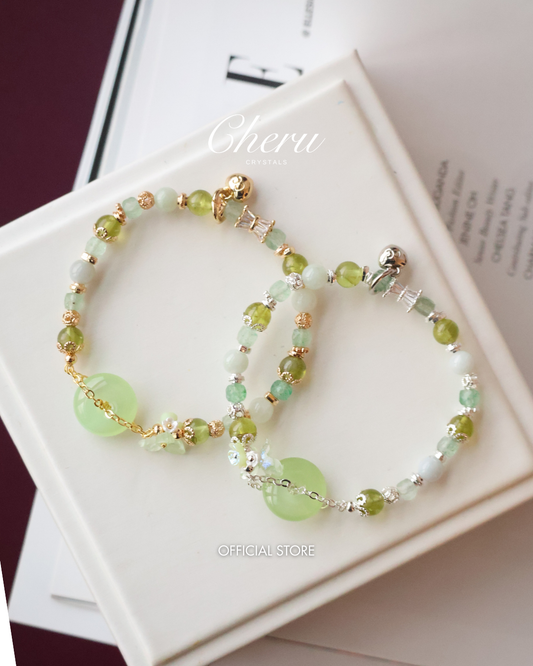 *Instocks* Everfae 平安扣 Ping An Kou Series - 6mm Green Strawberry Quartz, Green Jadeite , Peridot