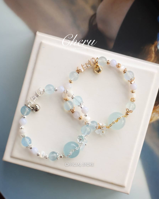 *Instocks*  Everfae 平安扣 Ping An Kou Series - 8mm Aquamarine, White Conch, Blue Lace Agate