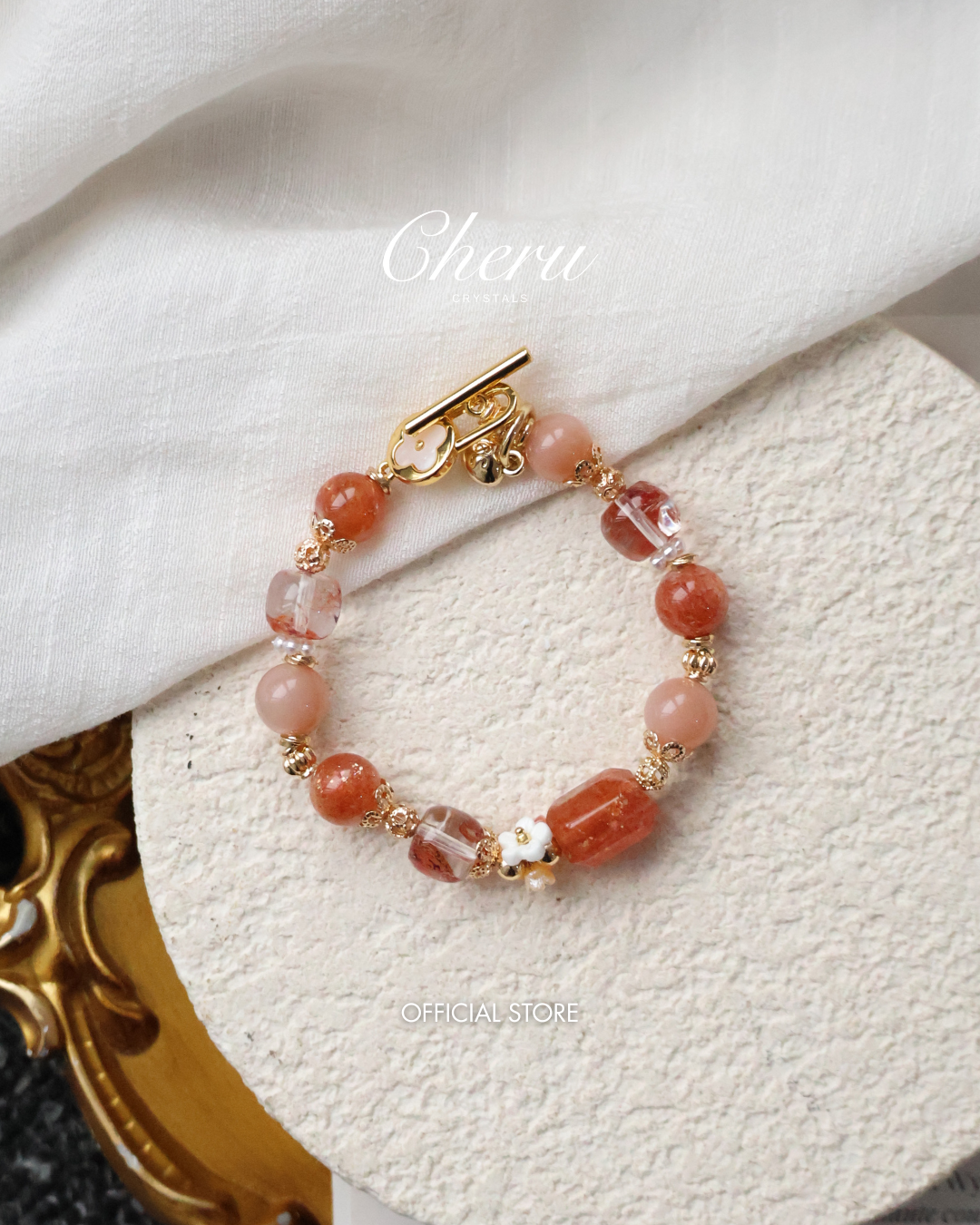 *Instocks* Apricot: 8mm Sunstone, Fire Quartz, Peach Moonstone