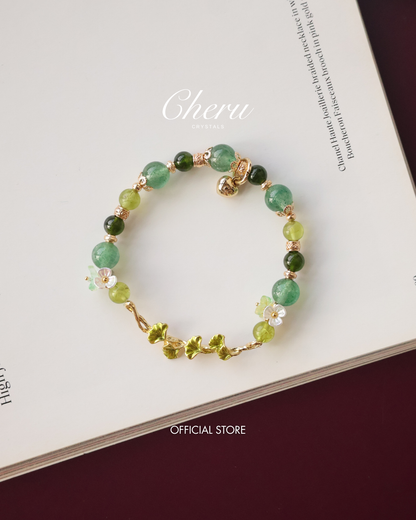 *Instocks* Midorin - 8mm Green Strawberry Quartz, Peridot, Diopside (Elastic)