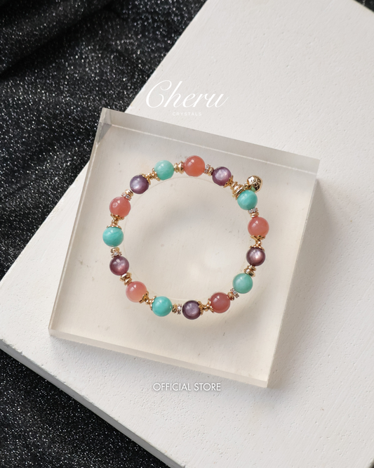 *Instocks* Horoscope Series - Virgo: 8mm Yan Yuan Agate, Amazonite, Lepidolite (Elastic)