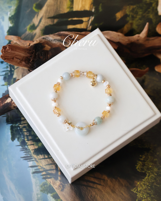 *Instocks*  Everfae 平安扣 Ping An Kou Series - 8mm Green Jadeite, Citrine, White Conch (Elastic)