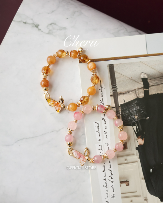 *Instocks* - Navillera Collection - 10mm Andesine Labradorite, Citrine & Rose Quart, Rhodonite (Elastic)