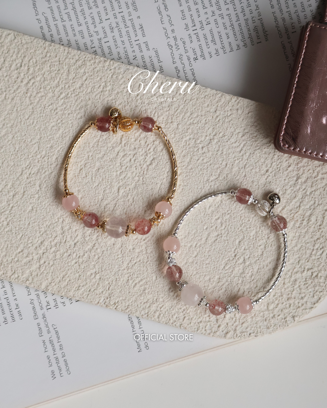 *Instocks* Orianna Bangles Series: 8mm Strawberry Quartz, Rose Quartz